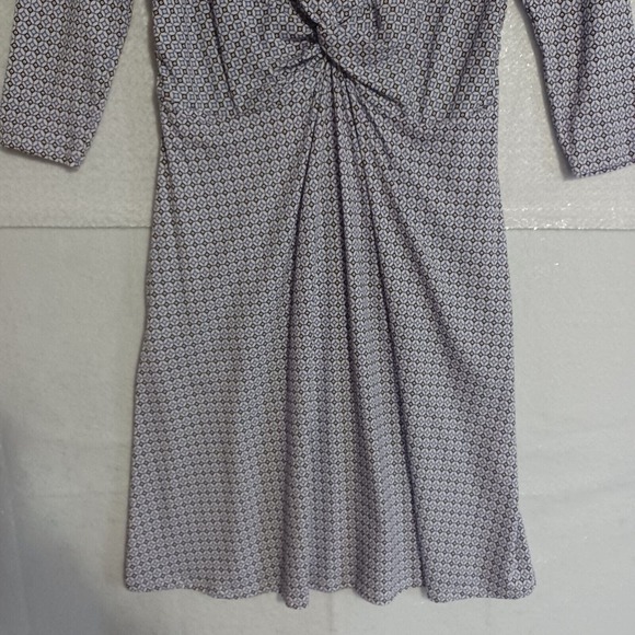 Lands' End Size XS Twist Front Knit Dress 3/4 Sleeve Geometric Print Pockets NEW - Picture 4 of 10